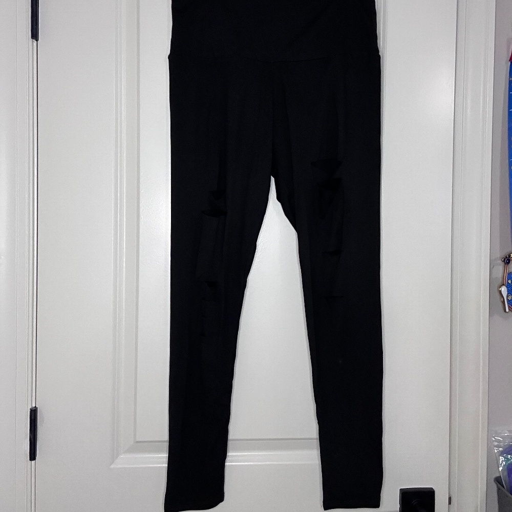 Anchored Arrows Distresses/Cut Leggings L (#189)